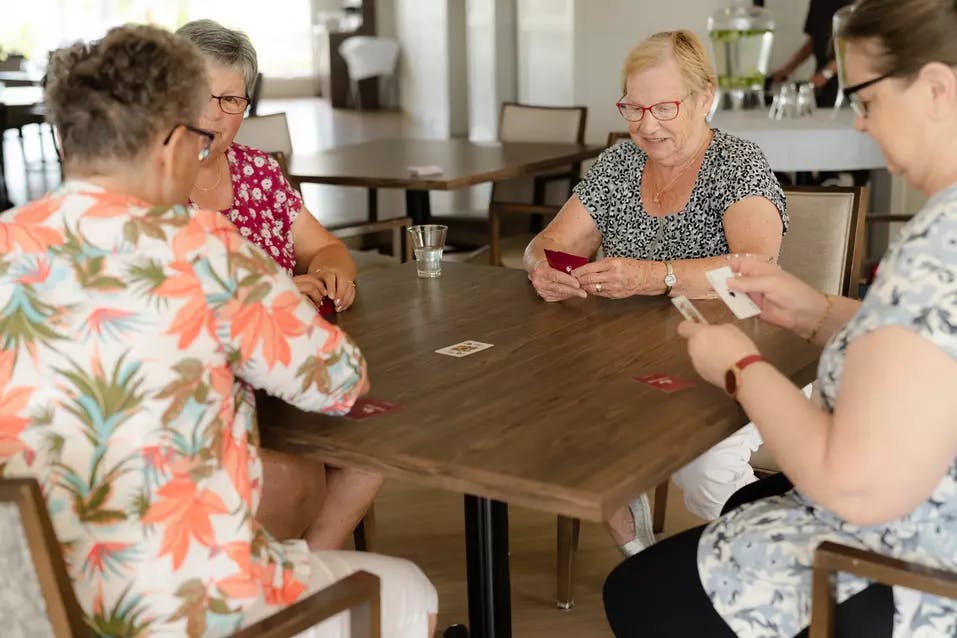 Senior ladies enjoying the game of cards