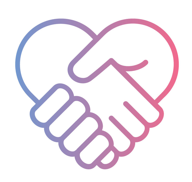 Heart shaped handshaking icon / Icône de poignée de main en forme de cœur