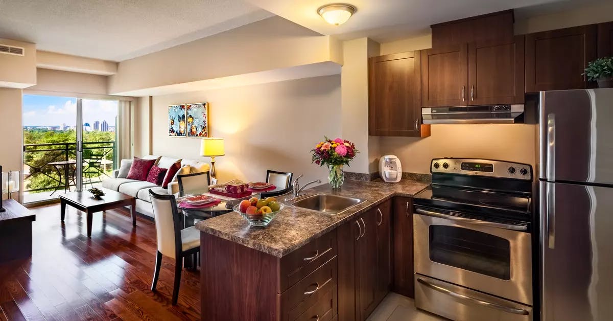 Kitchen in a suite of Chartwell Royalcliffe Retirement Residence 