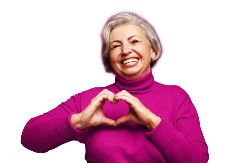 Lady making heart with hands