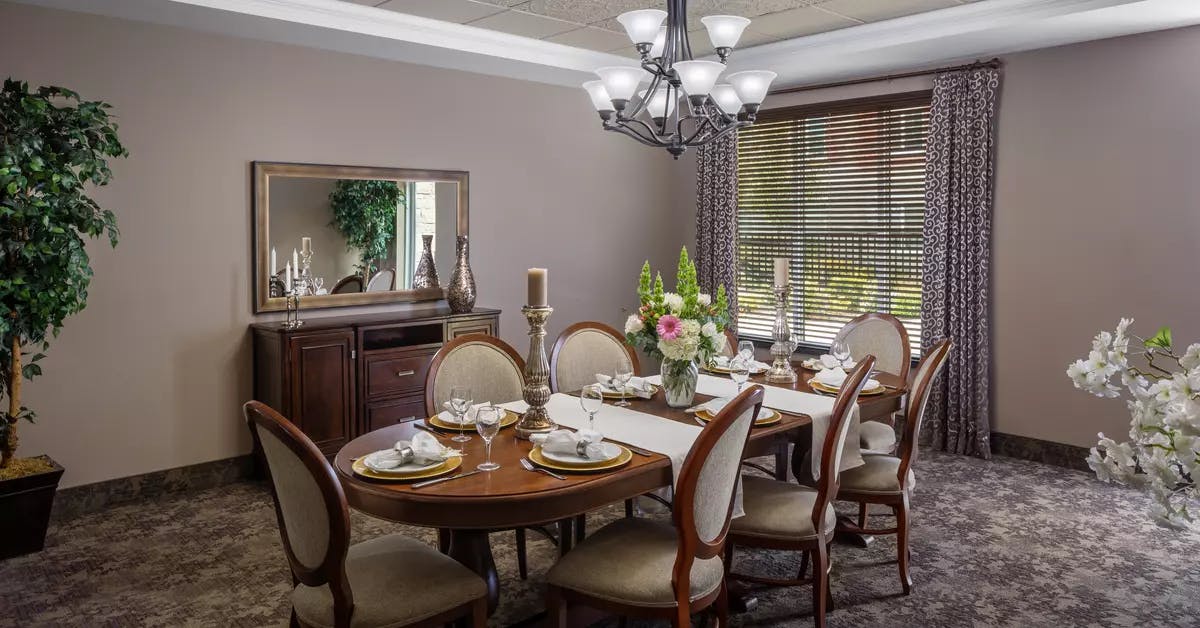 private dining room at chartwell harwood retirement residence