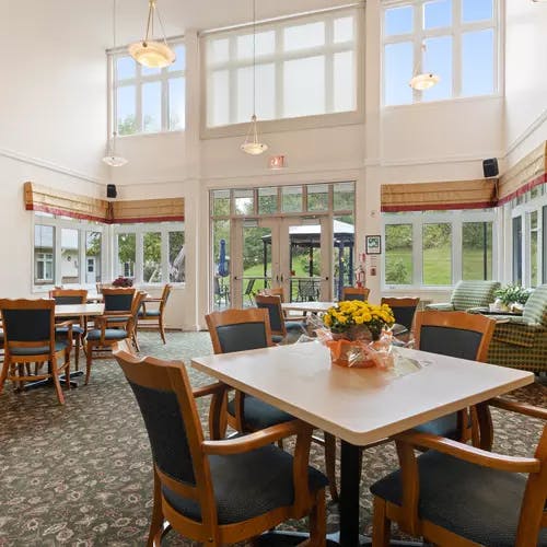 bright dining room at chartwell van horne retirement residence