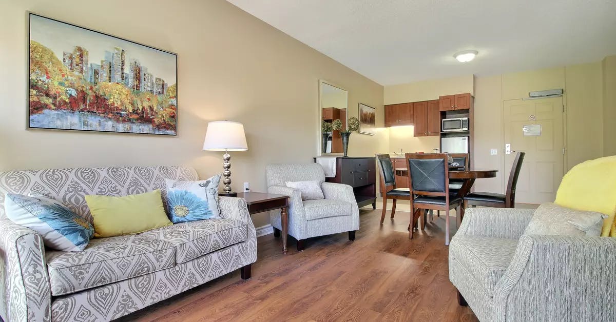 1 bedroom suite with kitchenette at chartwell hartford retirement residence