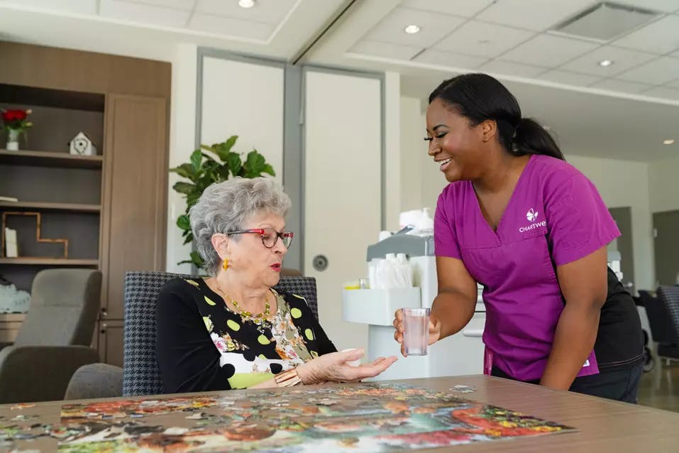 Chartwell senior resident given her medication my care nurse