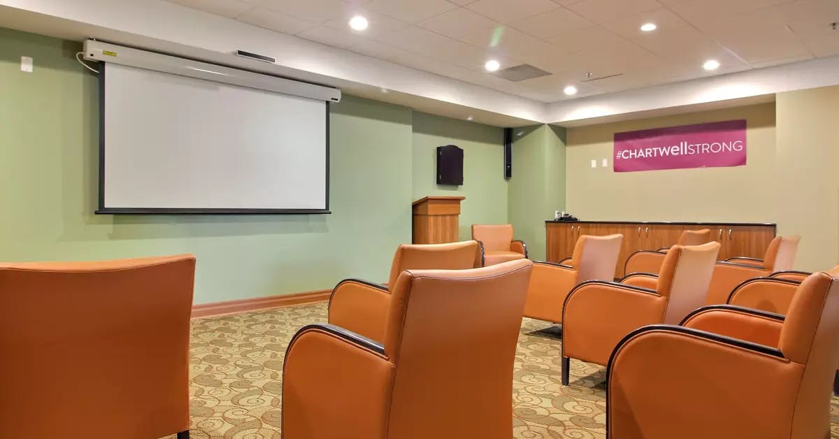 movie theatre at chartwell wedgewood retirement residence