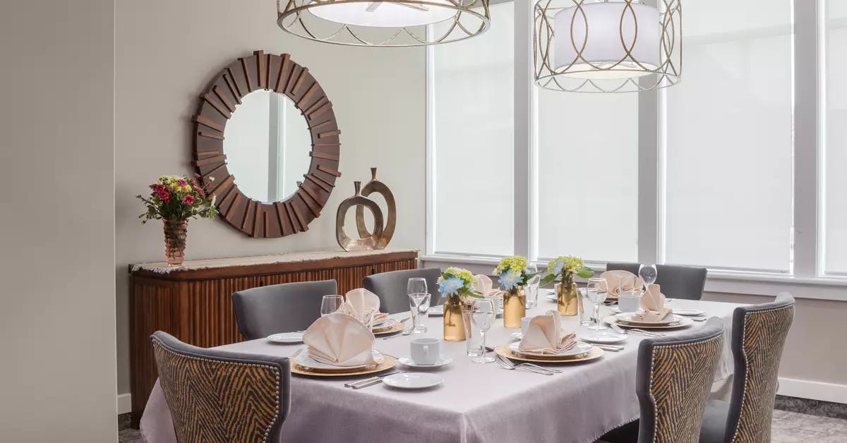 elegant private dining room at chartwell kamloops retirement residence