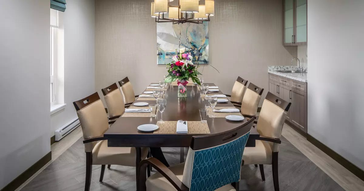 private dining room at chartwell carlton retirement residence