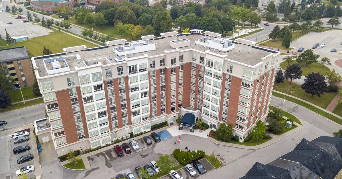 gorgeous aerial view of chartwell pickering city centre retirement residence