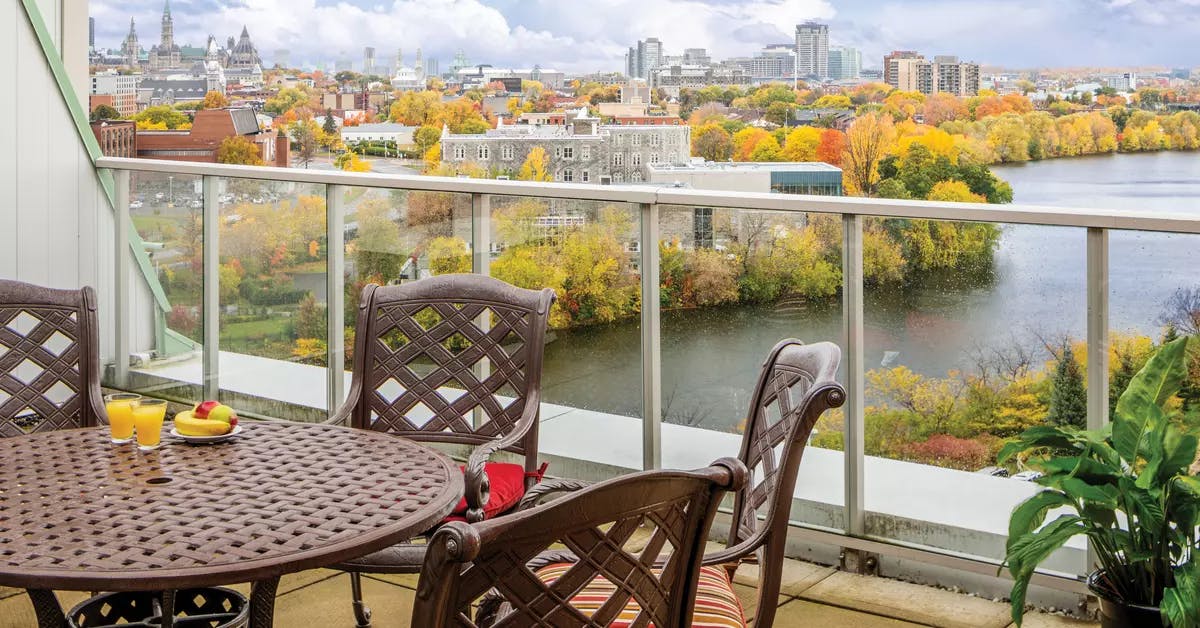 Autumn views of rideau river at chartwell rockcliffe retirement residence