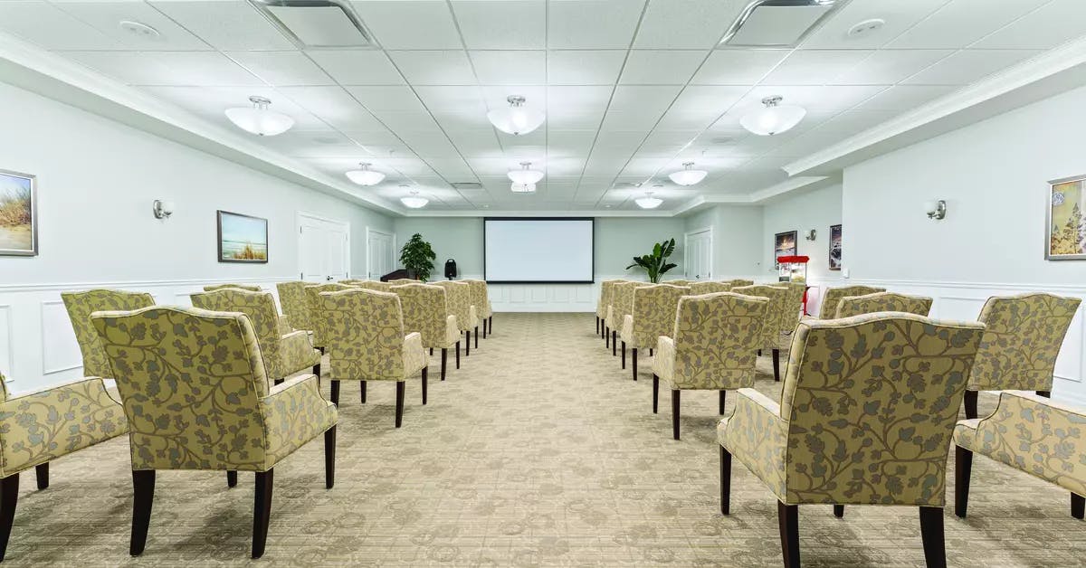 Chartwell Allandale Station Retirement Residence  theater with spacious seating. 